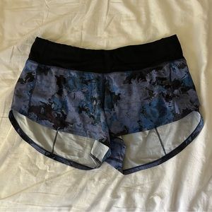 lululemon purple Blue & Black Speed Shorts